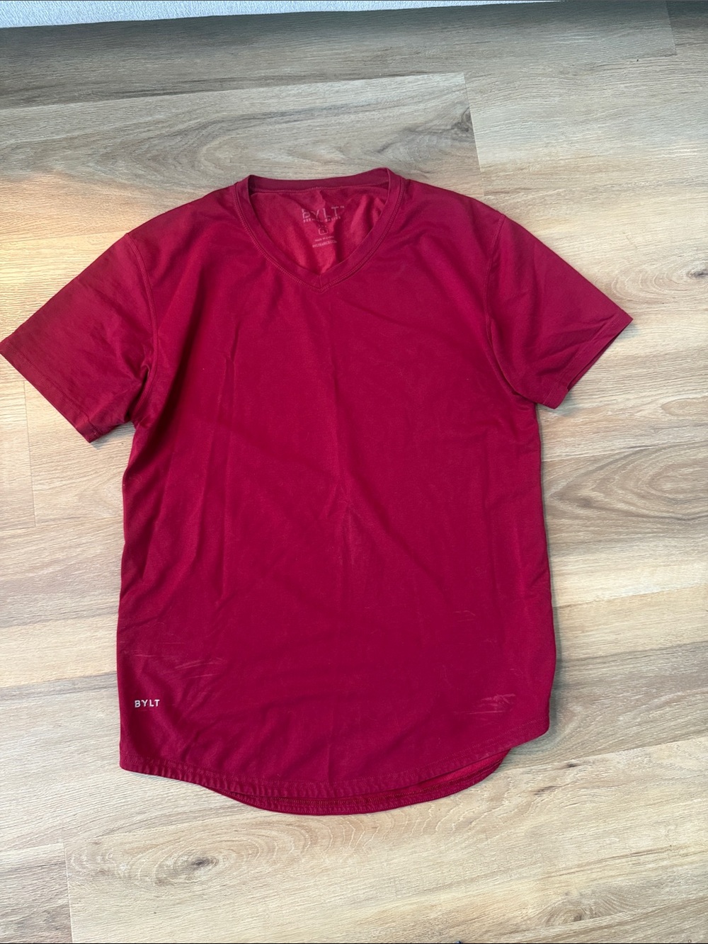 BYLT Basics Red V-Neck Short Sleeve Tee